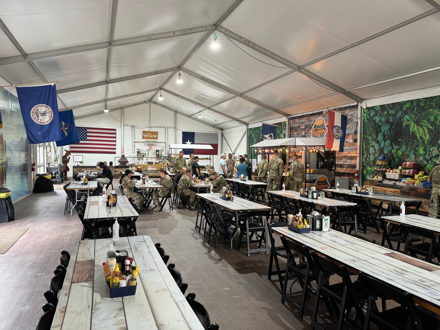 Workers in the camp dining hall
