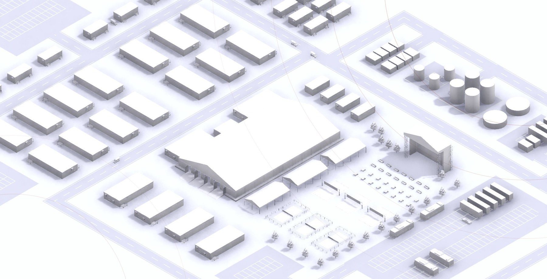Isometric concept render of the base camp